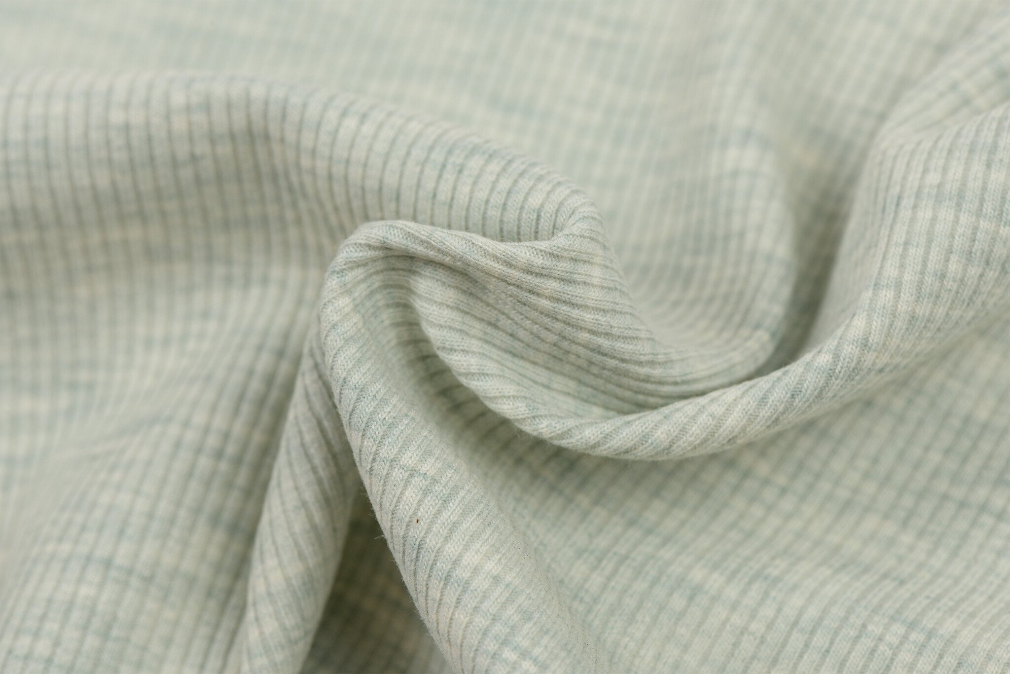 Rib Jersey Stof Groen Melange