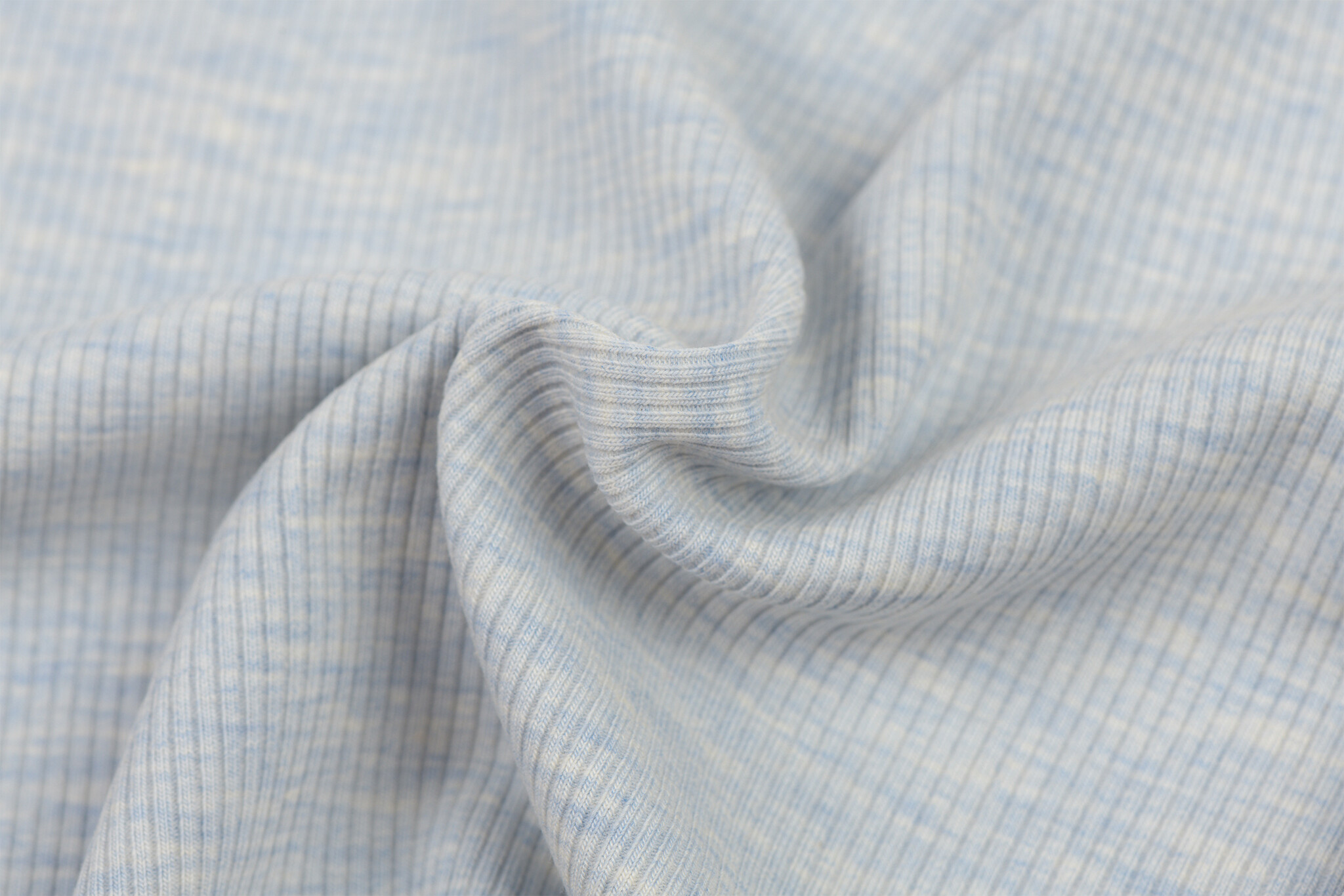 Rib Jersey Stof Blauw Melange