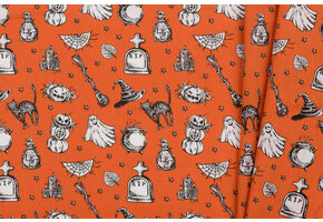 Katoen Stof Halloween Print Witchy Whispers