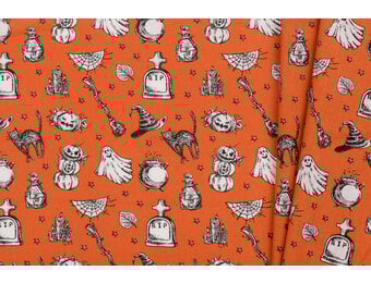 Katoen Stof Halloween Print Witchy Whispers