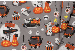 Katoen Stof Halloween Print Spooky Specters