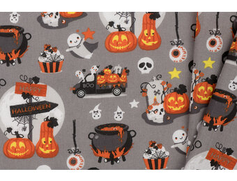 Katoen Stof Halloween Print Spooky Specters