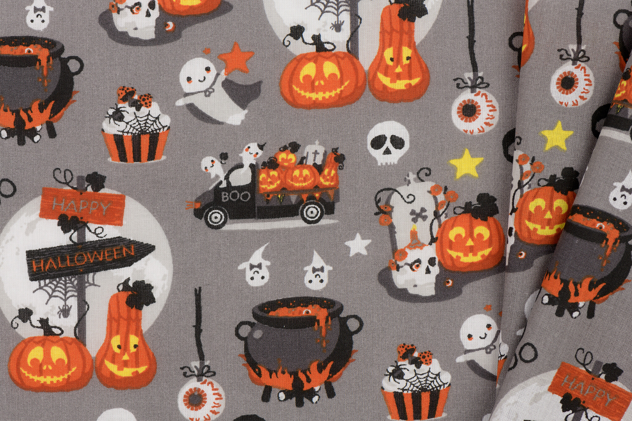 Katoen Stof Halloween Print Spooky Specters