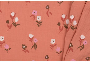 Hydrofiel Katoen Stof Bloesem - Marsala