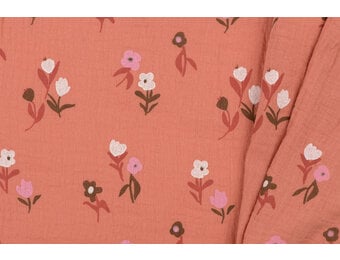 Hydrofiel Katoen Stof Bloesem - Marsala