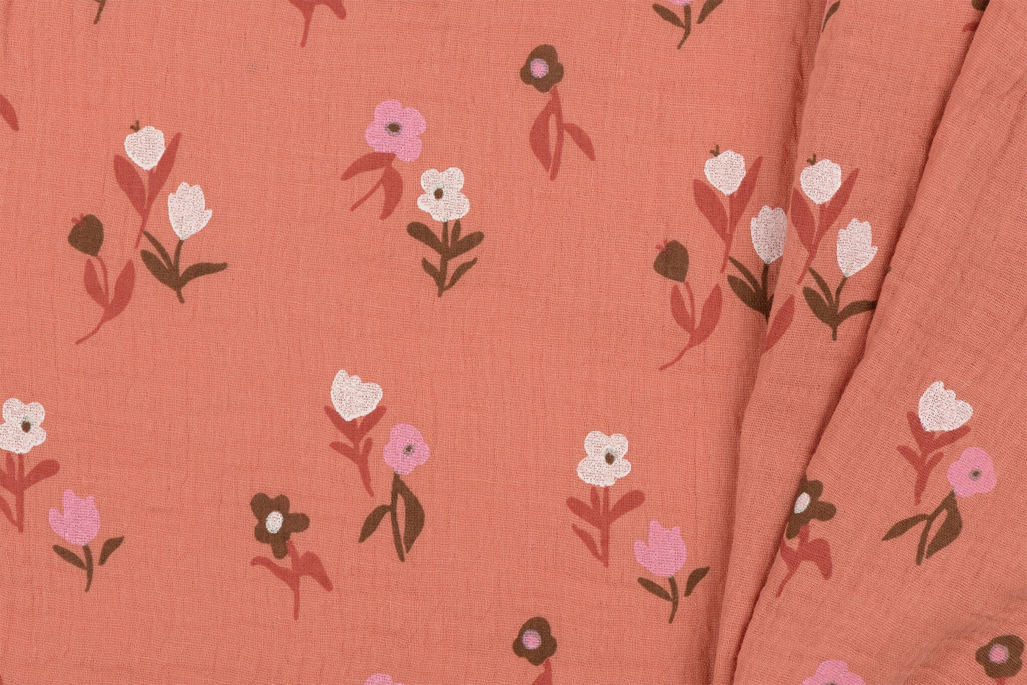 Hydrofiel Katoen Stof Bloesem - Marsala