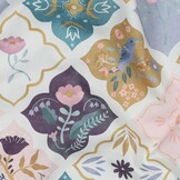 Poplin Katoen Stof Digitale Print - Vogels & Bloemen - Wit