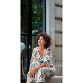 Poplin Katoen Stof Digitale Print - Vogels & Bloemen - Wit