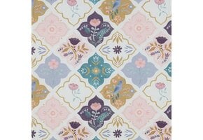 Poplin Katoen Stof Digitale Print - Vogels & Bloemen - Wit