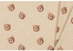 Rib Jersey Stof - Lieve Beren Beige