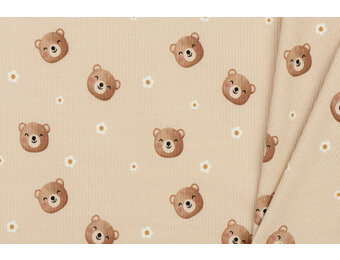 Rib Jersey Stof - Lieve Beren Beige