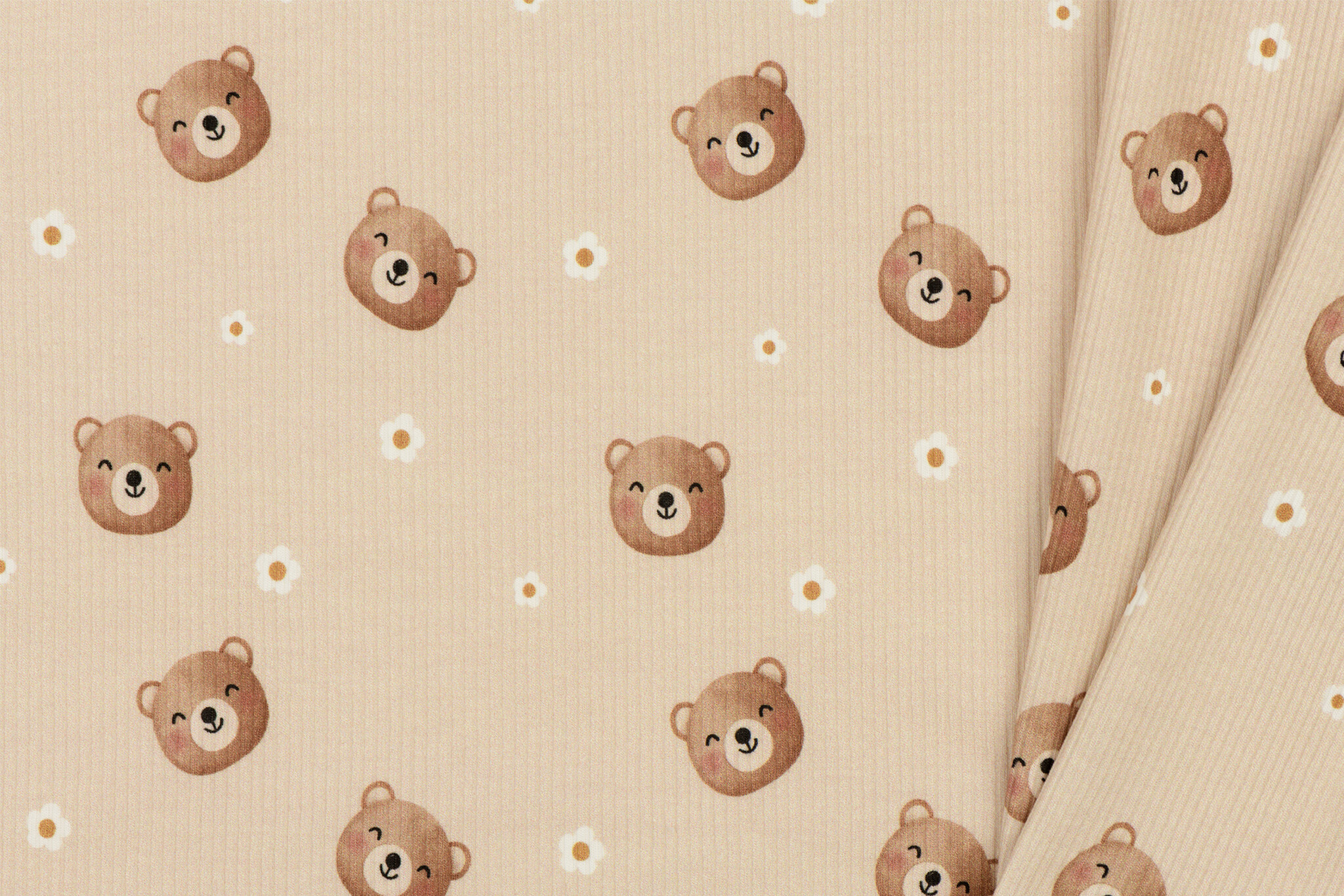 Rib Jersey Stof - Lieve Beren Beige