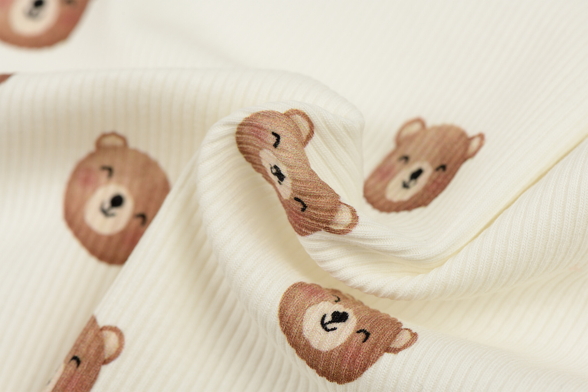 Rib Jersey Stof - Lieve Beren Ecru