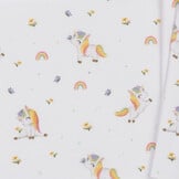 Organic Jersey Katoen Stof Digitale Print - Eenhoorn Wit