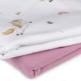 Organic Jersey Katoen Stof Digitale Print - Eenhoorn Wit