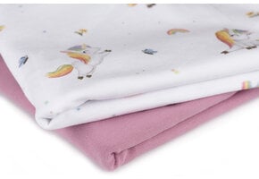 Organic Jersey Katoen Stof Digitale Print - Eenhoorn Wit