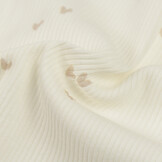 Rib Jersey Stof Bedrukt - Onregelmatige Hartjes Licht Beige