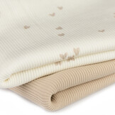 Rib Jersey Stof Bedrukt - Onregelmatige Hartjes Licht Beige