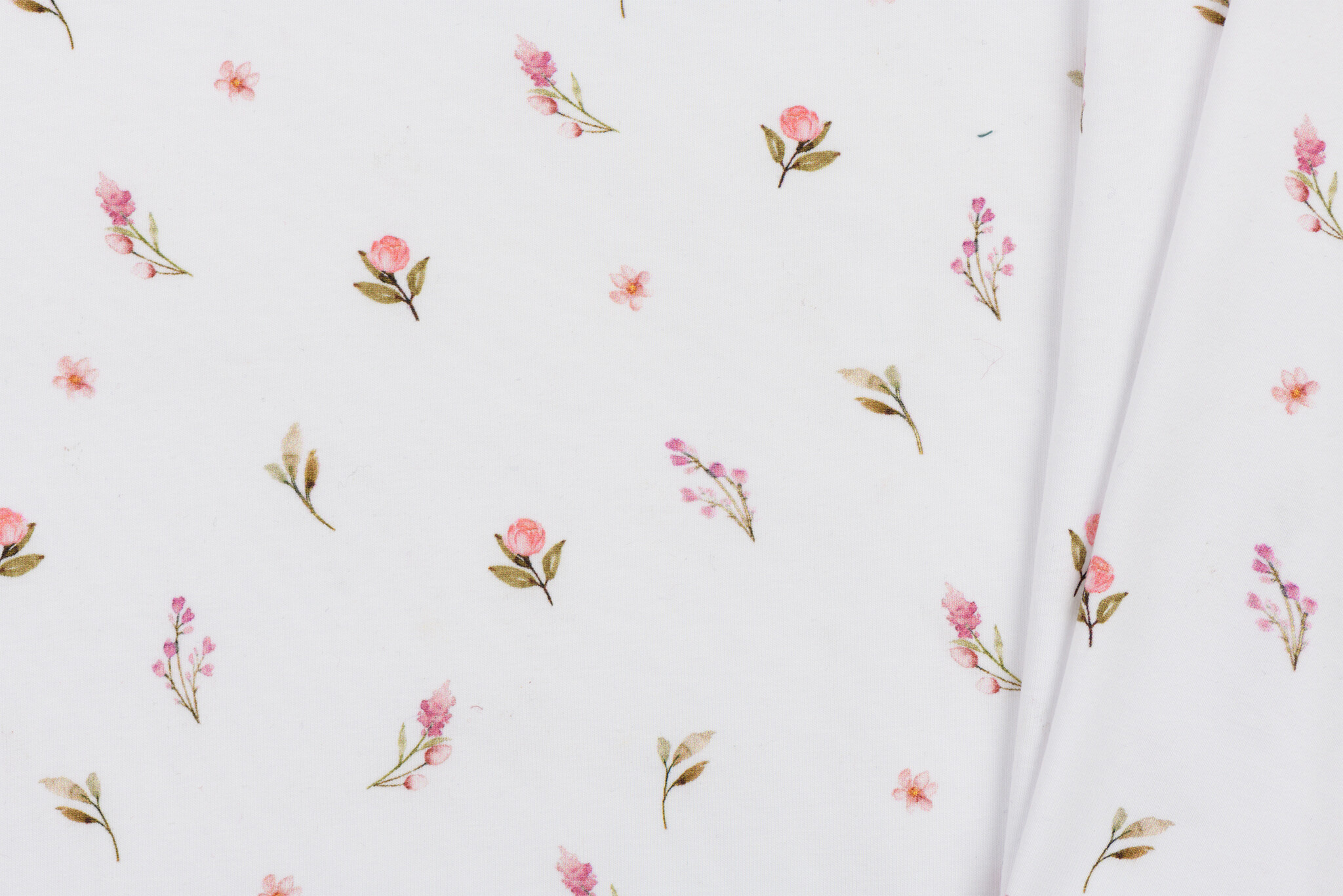 Jersey Katoen Stof Digitale Print - Rozenbloemen - Wit