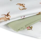 Jersey Katoen Stof Digitale Print - Rozenbloemen - Wit