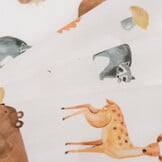 Katoen Poplin Stof Digitale Print - Woud Vrienden - Wit