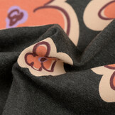 Jersey Katoen Stof Bloemen - Antraciet Melange