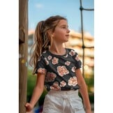 Jersey Katoen Stof Bloemen - Antraciet Melange