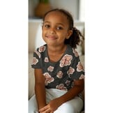 Jersey Katoen Stof Bloemen - Antraciet Melange