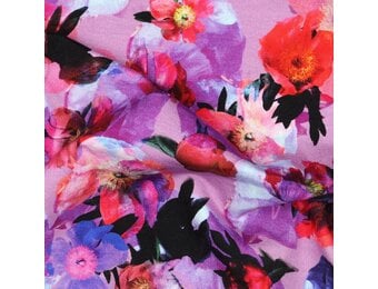 French Terry Stof Digitale Print - Bloemen Lavendel