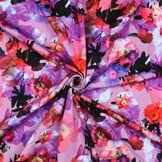 French Terry Stof Digitale Print - Bloemen Lavendel