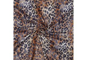 Double Gauze Katoen Stof Digitaal Panterprint - Licht Sand