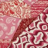 Stepped Katoen Stof - Patchwork Fuchsia