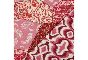 Stepped Katoen Stof - Patchwork Fuchsia