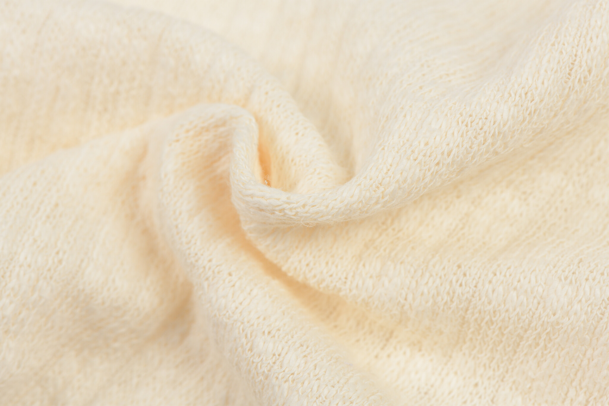 Gebreide Katoen Stof met Kabelpatroon – Naturel