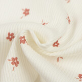 Rib Jersey Stof - Ditsy Bloem Ecru