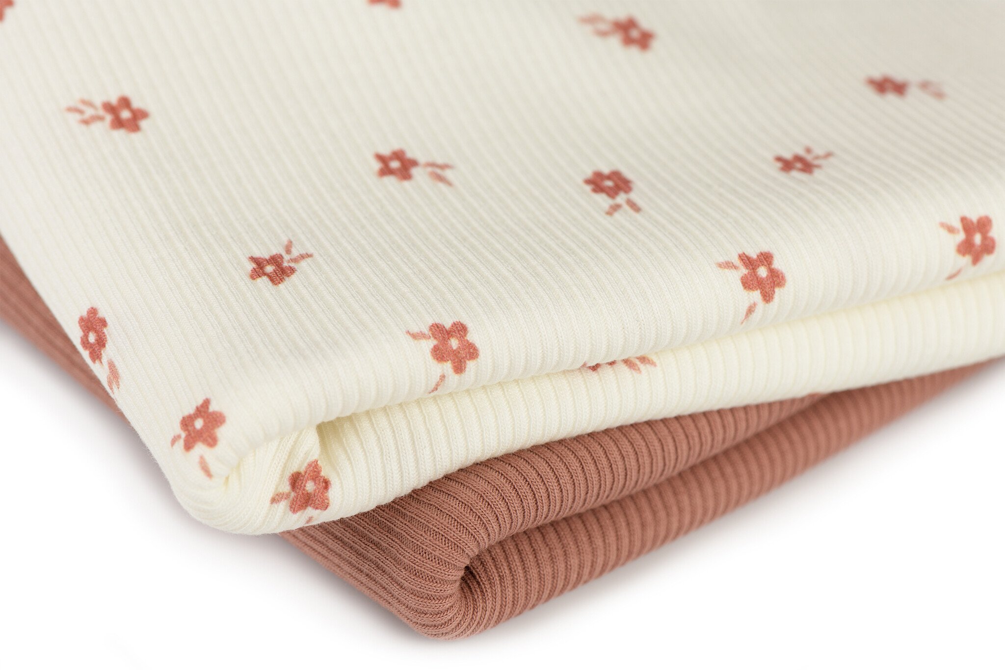 Rib Jersey Stof - Ditsy Bloem Ecru