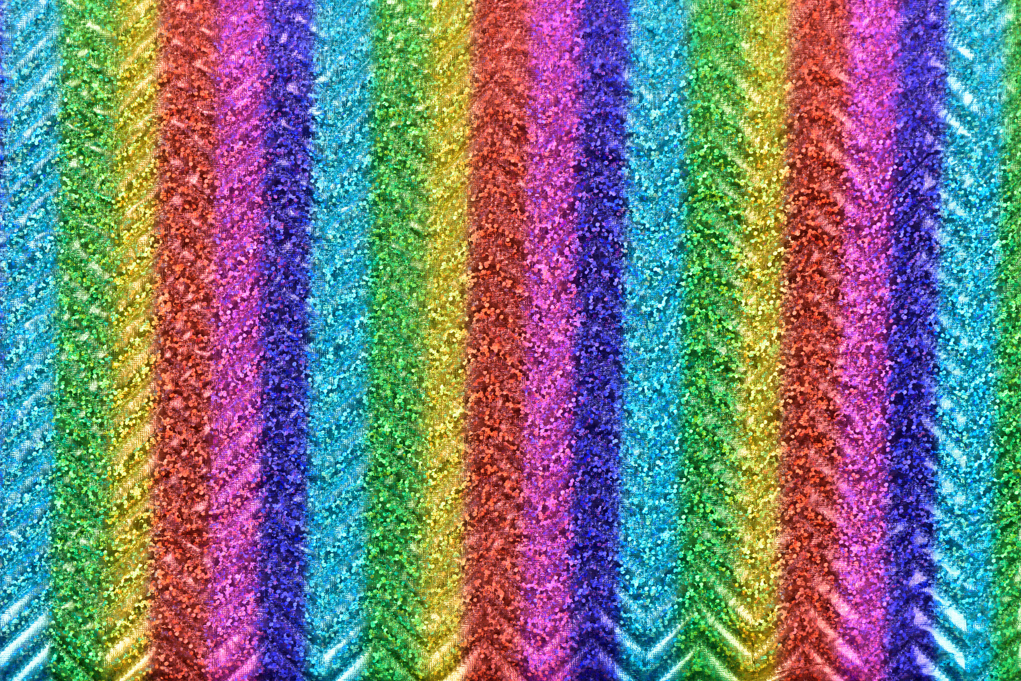 Gestepte Hologram Folie Regenboog Stof