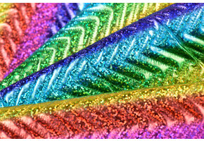 Gestepte Hologram Folie Regenboog Stof
