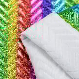 Gestepte Hologram Folie Regenboog Stof
