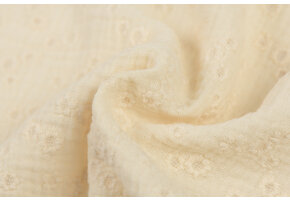 Hydrofiel Stof Geborduurd - Millefleurs Naturel