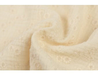 Hydrofiel Stof Geborduurd - Millefleurs Naturel