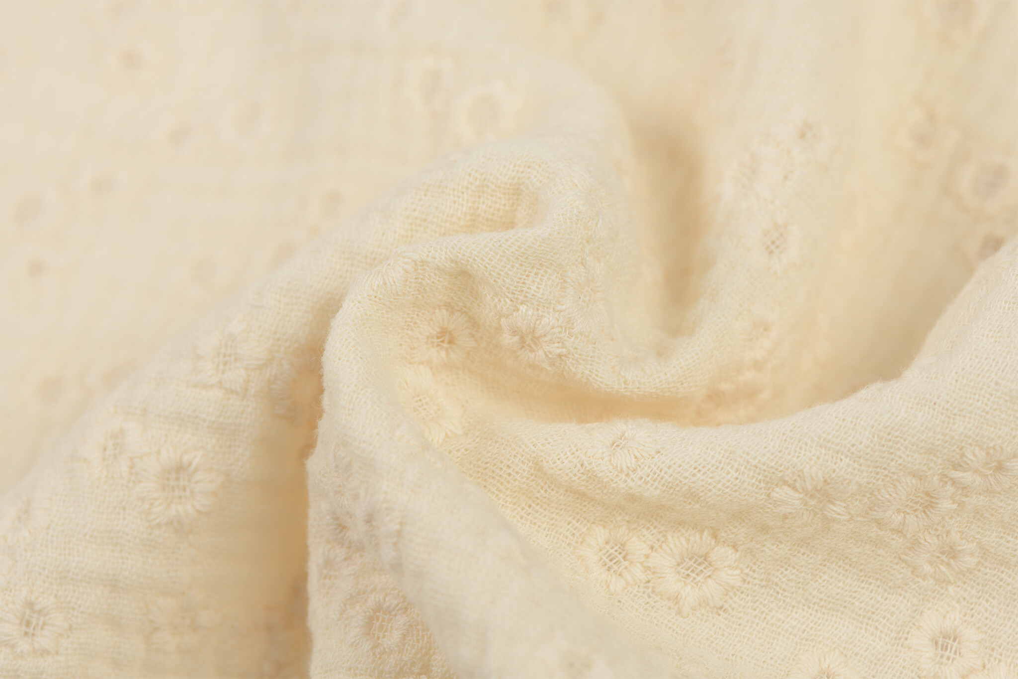 Hydrofiel Stof Geborduurd - Millefleurs Naturel