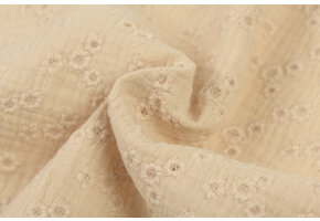 Hydrofiel Stof Geborduurd - Millefleurs Licht Beige