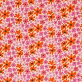 Jersey Katoen Digitale Print - Fuchsia Oranje Retro Bloem