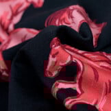 French Terry Stof Digitale Print - Paarden Donkerblauw