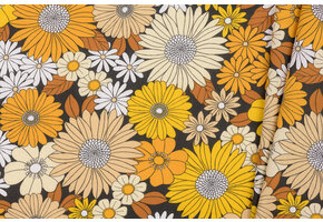 Katoen Stof Arty Ibiza - Aarde Geel Bloemen