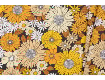 Katoen Stof Arty Ibiza - Aarde Geel Bloemen