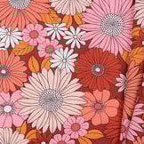 Katoen Stof Arty Ibiza - Bordeaux Blush Bloemen