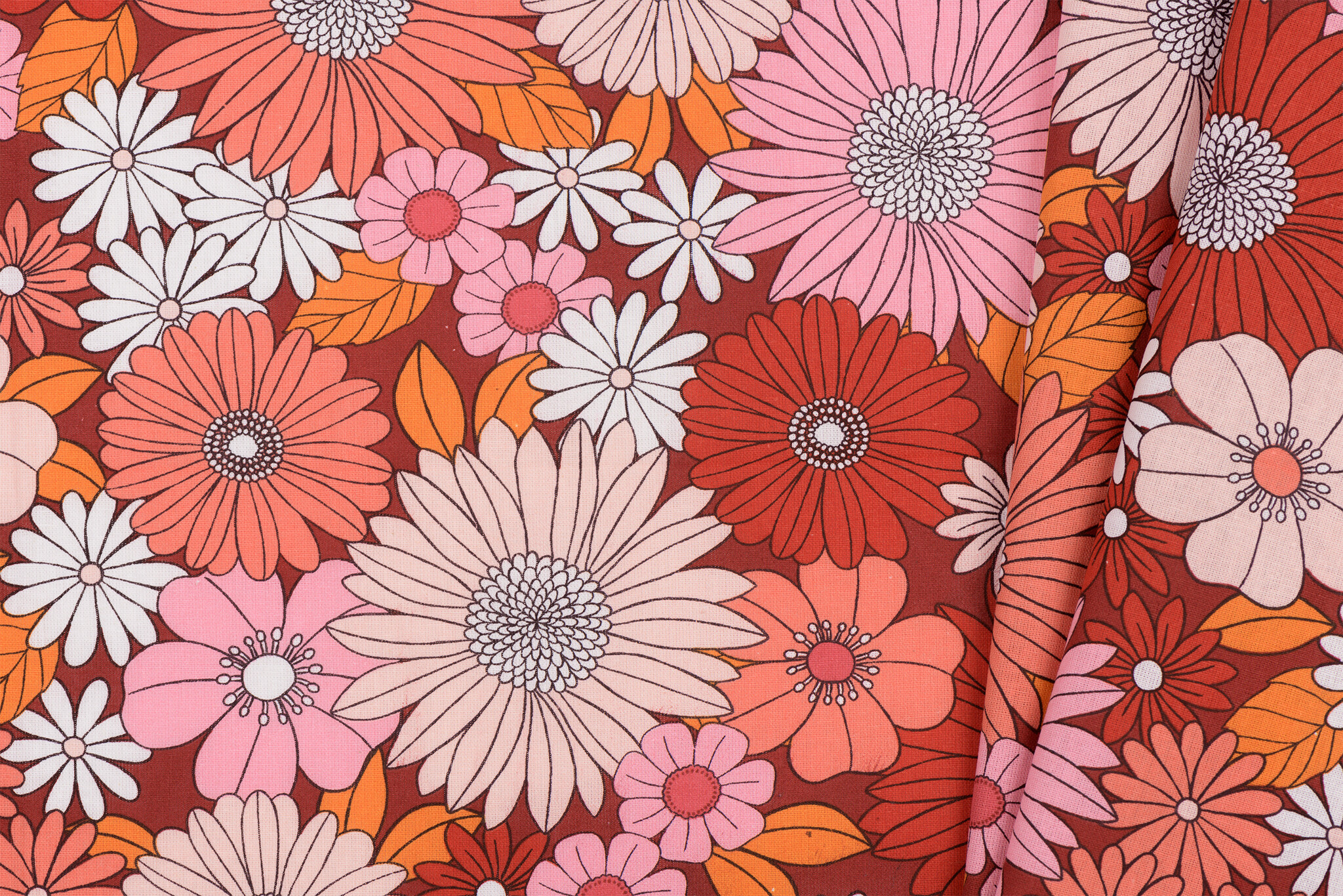 Katoen Stof Arty Ibiza - Bordeaux Blush Bloemen