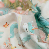 Jersey Katoen Stof Digitale Print Eenhoorn - Ecru